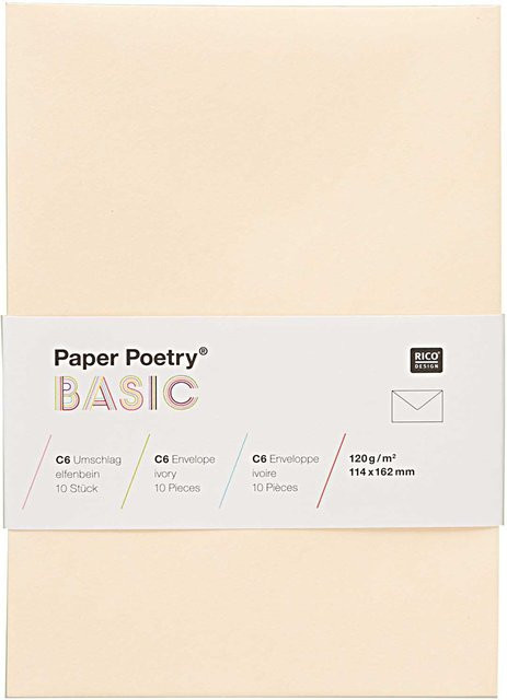 Rico Design Paper Poetry Kuvert Basic C6, 10 Stück, Elfenbein - Bild 1