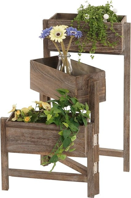 MCW Pflanzregal aus Paulowniaholz in Braun im Vintage Shabby-Look, B/T/H: 108 x 65 x 15 cm - Bild 1