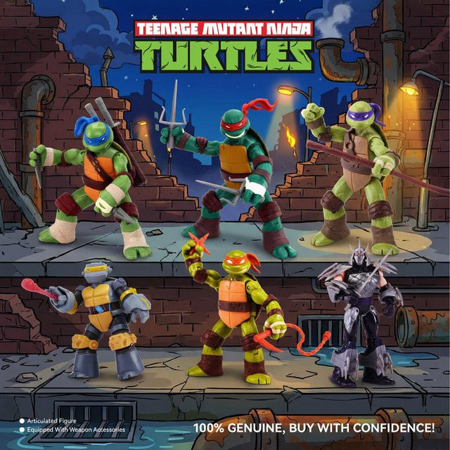 Playmates Teenage Mutant Ninja Turtles Raphael Leonardo Michelangelo Donatello Actionfigur, ab 4 Jahren - Bild 1