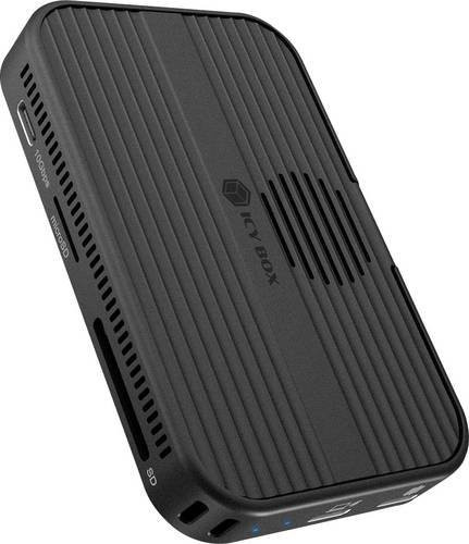 Icy Box IB-DK4071M-CU31 USB-C M.2 PCIe NVMe Dockingstation mit Kartenleser, 2 Ports, 4K UHD, Schwarz - Bild 1