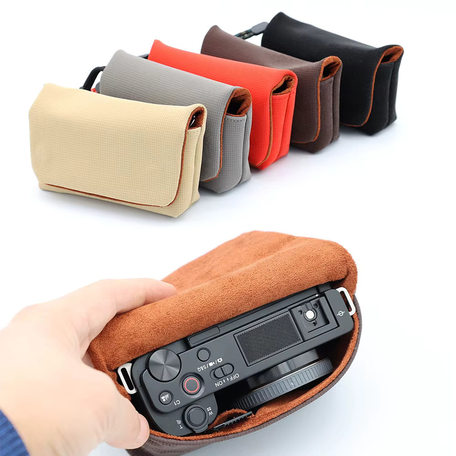 SHENGMEIYU Kamera-Aufbewahrungstasche für Sony ZV1, ZVE10 und Canon G7X III, Innenmaß B: 11 cm, T: 7 cm, H: 4 cm, Farben: Rot und Braun - Bild 2