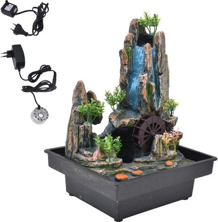 Aimo Desktop Wasserfall Brunnen aus Harz mit Zerstäuber in Grau für dein Zuhause