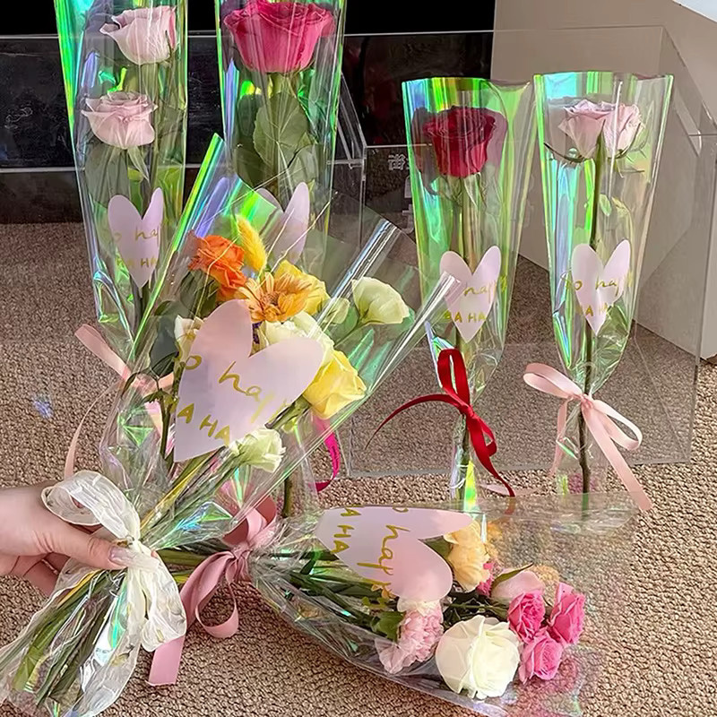 30 Stück wasserdichte Rosenhüllen mit Herzdesign in Multicolour für DIY-Geschenkverpackungen - Bild 2