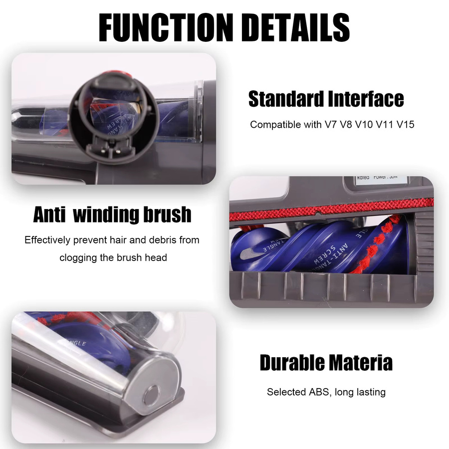 Upgrade Anti-Tangle Mini motorisierter Bürstenkopf für Dyson Staubsauger V7 V8 V10 V11 V15 zur Reinigung von Sofas, Betten und Autositzen - Bild 3