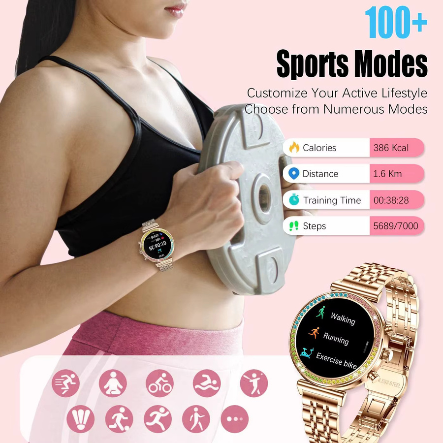rollstimi Smartwatch, Diamant, Roségold, Edelstahl, Damen - Bild 4