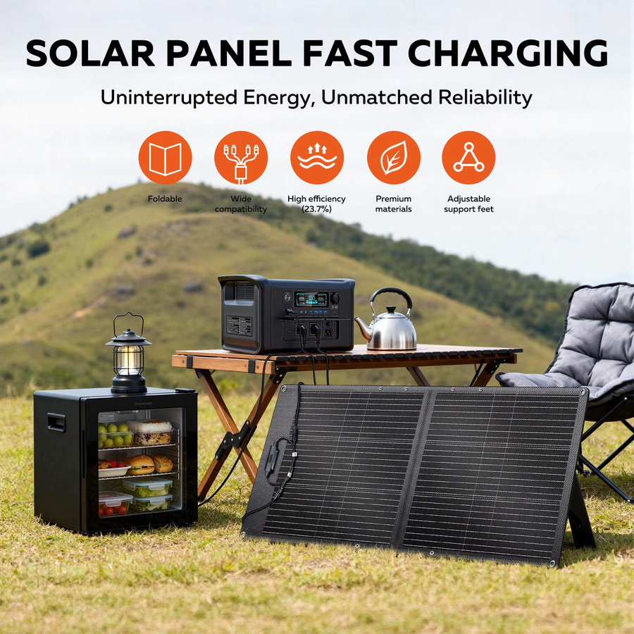 CTOLITY Tragbare Powerstation 1800W mit 100W USB Typ-C und faltbarem Solarpanel in Schwarz für Zuhause, Outdoor und Camping - Bild 6