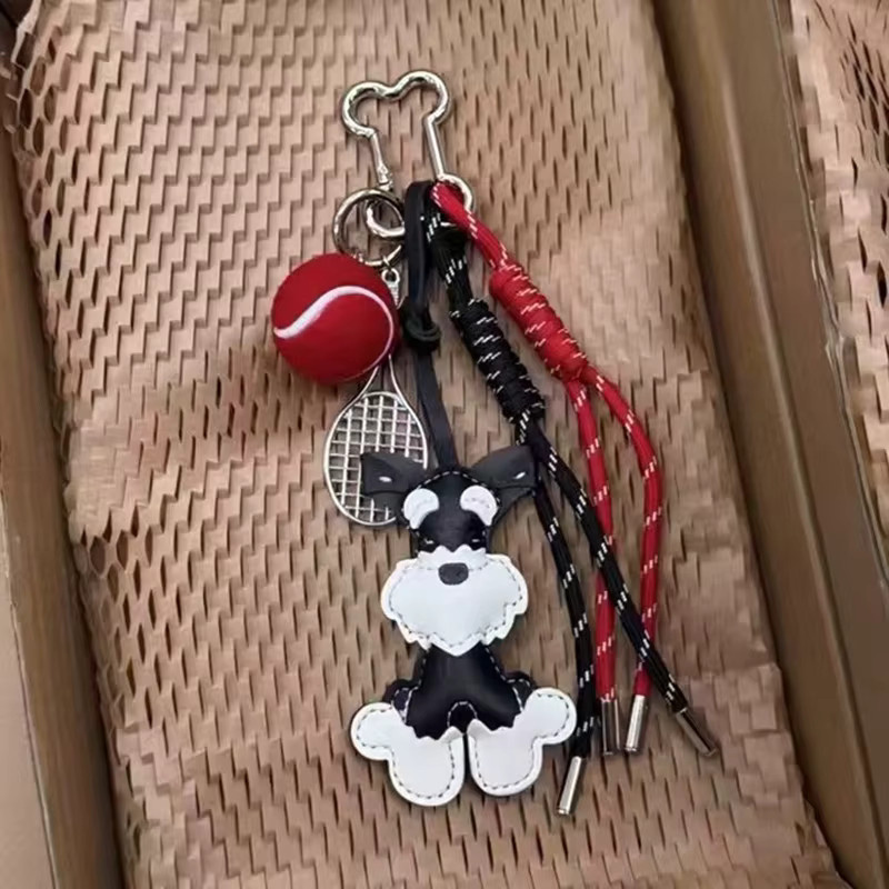 Yogodlns Schlüsselanhänger, Schnauzer-Puppen, geflochtenes Seil, Leder, Unisex - Bild 2
