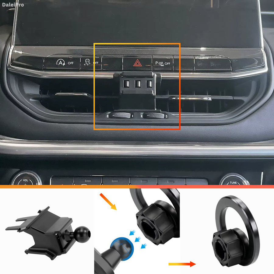 Maßgeschneiderte Auto-Handyhalterung mit intelligenter Sensorik und Clip-On-Halterung für Jeep Compass Commander 2022-2025, Schwarz - Bild 2