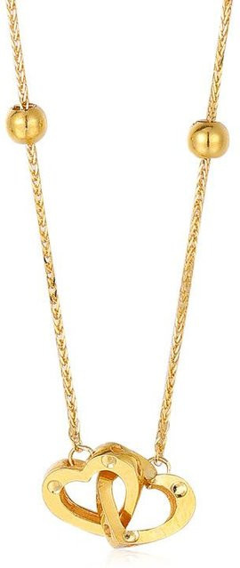 Halskette 750 Gold, herzförmiger Doppelring-Schnalle-Anhänger, Damen - Bild 1