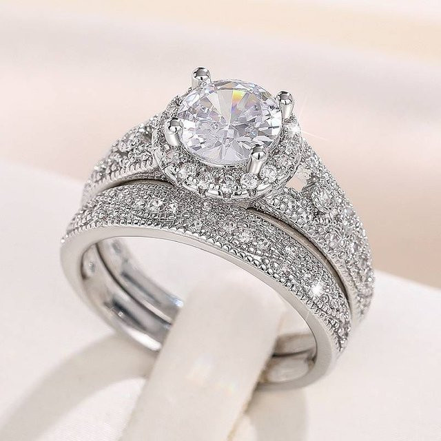 Huitan Ring-Set, Silber, Zirkonia, Damen - Bild 1