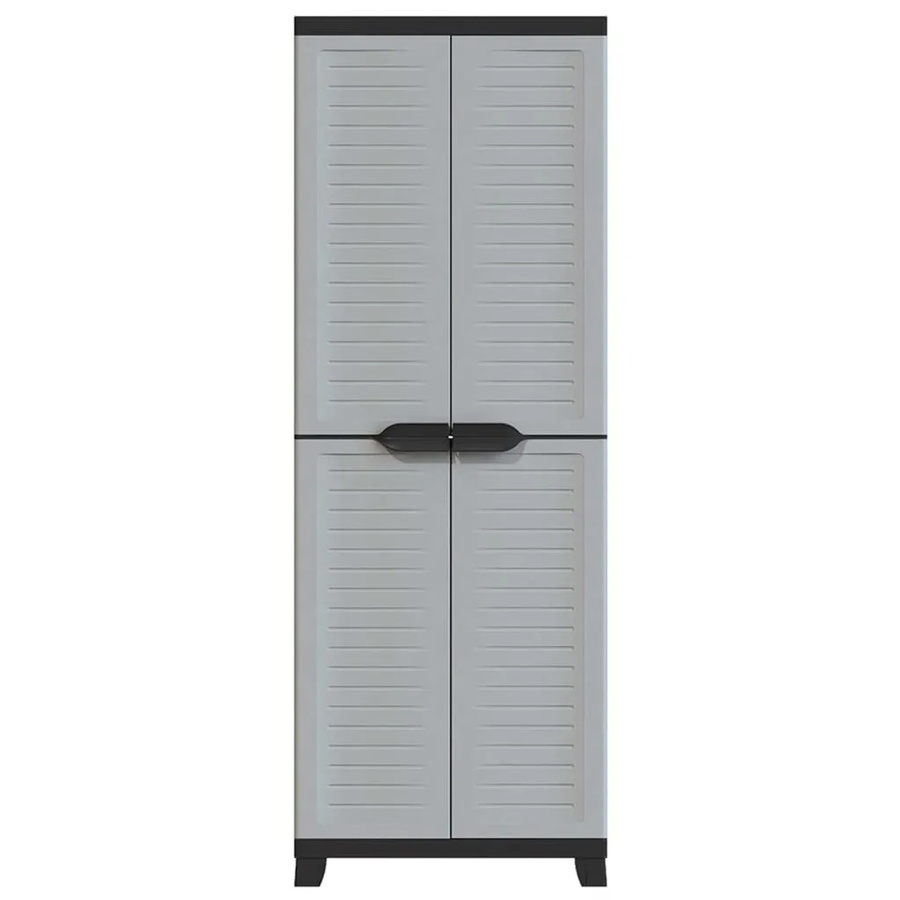 vidaXL Kunststoffschrank in Grau mit Scharniertüren und Schloss, B/T/H: 65 x 45 x 181 cm - Bild 2