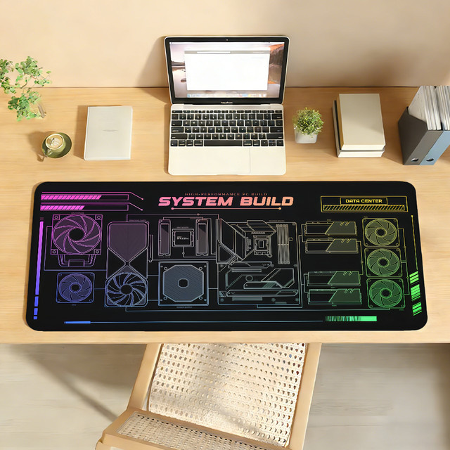System Build Mauspad für Computer und Laptop, rutschfeste Schreibtischunterlage aus Gummi, multicolour - Bild 1