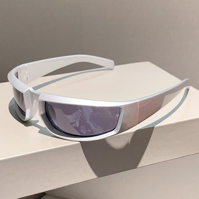 Y2K Sonnenbrille Damen, randlos, round, silber - Bild 1