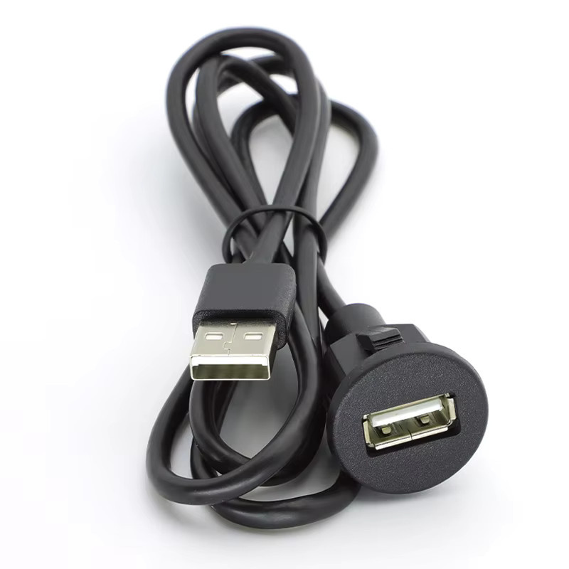 JCD USB 2.0 Verlängerungskabel für die Auto Armaturenbrett Installation, Single Port Panel Adapter, Schwarz - Bild 2