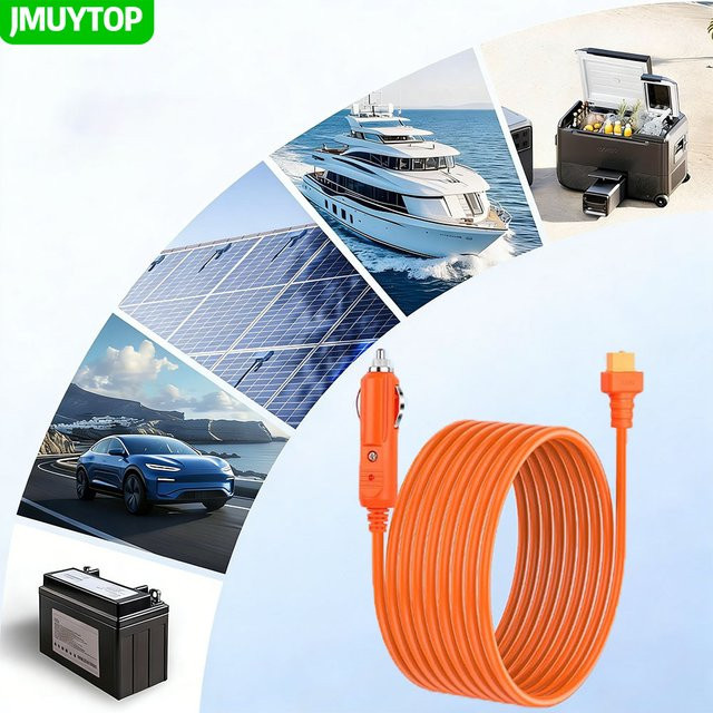 JMUYTOP Zigarettenanzünder auf XT60 Ladekabel 14AWG für 12/24V Autoladestecker kompatibel mit Jackery, EcoFlow und Anker Powerstations, Orange - Bild 1