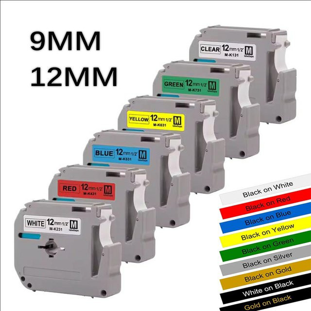 Brother MK231 Etikettenband Schwarz auf Transparent, kompatibel mit P-Touch PT65 PT70 PT85 PT90 PT80 PT100 PT131 PT631 - Bild 1