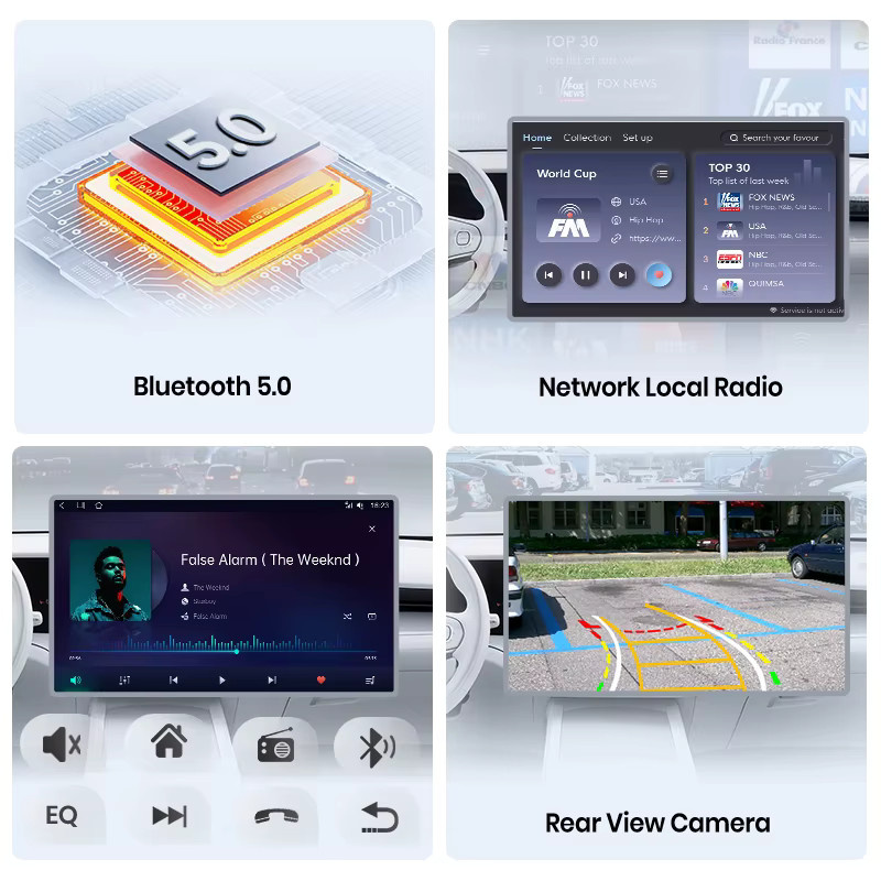 Junsun Universal Carplay und Android Auto Multimedia Player für Ford Peugeot Fiat, 7/9/10 Zoll, Schwarz - Bild 3