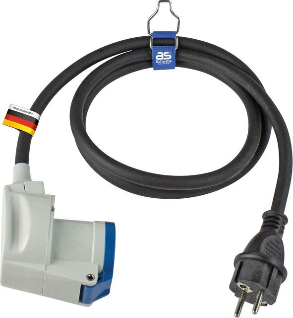 Schwabe Adapterleitung Schukostecker auf CEE Kupplung Schwarz, Länge: 1,5 m, IP44 für Außenbereich - Bild 1