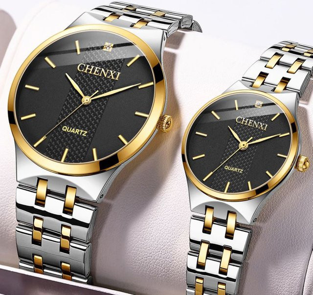 CHENXI Armbanduhr Edelstahl, Quarz, Schwarz, Unisex, Datum - Bild 1