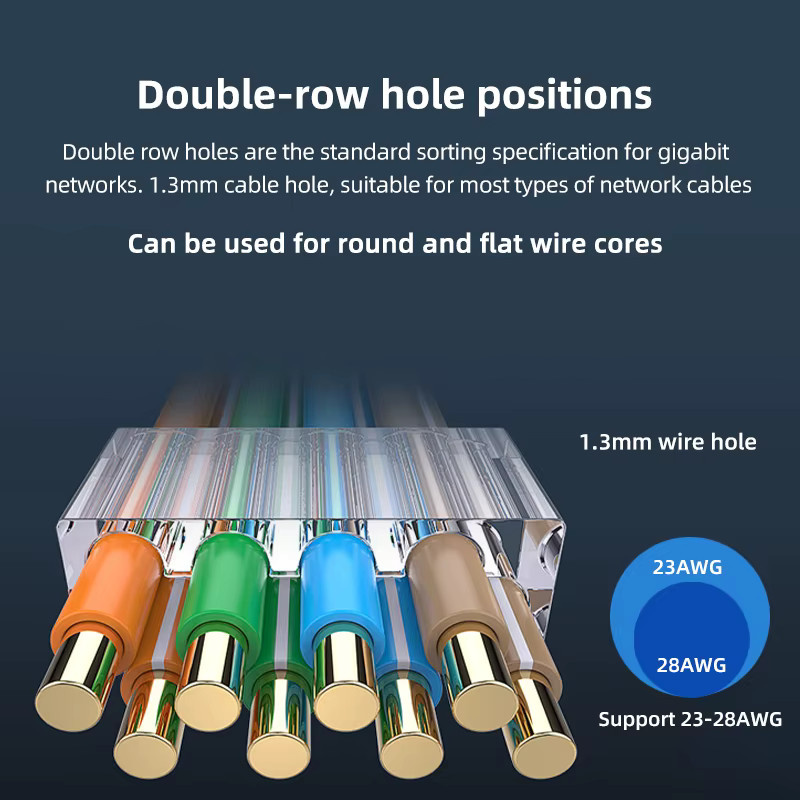 BYXGD RJ45-Stecker Pass-Thru-Modularstecker für Cat5e und Cat6, 50μ vergoldet, 8P/8C Crimp-Ende, UTP/STP geschirmt für Ethernet/LAN - Bild 2