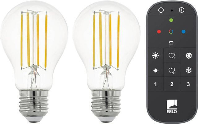 Eglo Zigbee LED-Leuchtmittel 2er-Set mit Fernbedienung, E27, 6 W, Klar, dimmbar - Bild 1