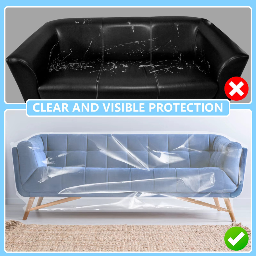 Willstar Wasserdichter Sofabezug aus transparentem PE als Staubschutz und Kratzschutz für 2-Sitzer Sofas - Bild 2