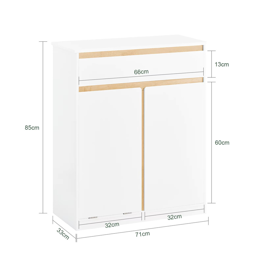 SoBuy Badezimmerschrank Weiß Klassisch mit Schublade und Tür, B/T/H: 71 x 33 x 85 cm - Bild 2