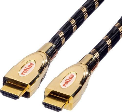 Roline HDMI Anschlusskabel mit Ethernet 4K UHD Schwarz/Gold 5 m - Bild 1