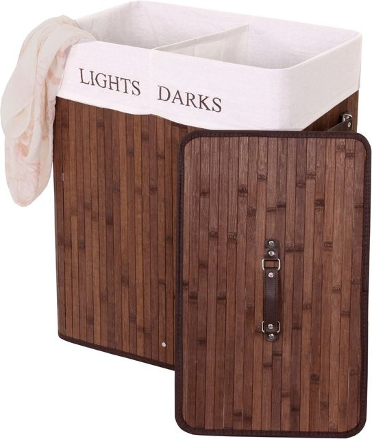 Wäschekorb MCW C21 aus Bambus mit 2 Fächern, Braun, B/T/H: 63 x 55 x 34 cm - Bild 1