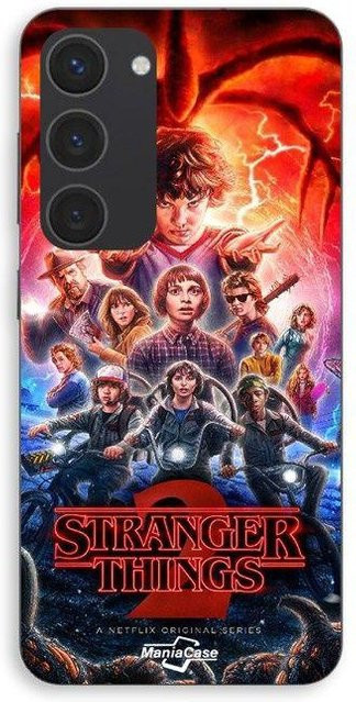 MANIACASE Silikon Handyhülle für Samsung Galaxy S23 im Stranger Things Staffel 2 Design, Schwarz/Mehrfarbig - Bild 1