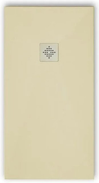 Mirlo Duschwanne Pure aus Mineralguss Extra Flach in Beige B/T: 70 x 110 cm mit Chrom-Ablaufschutz - Bild 1