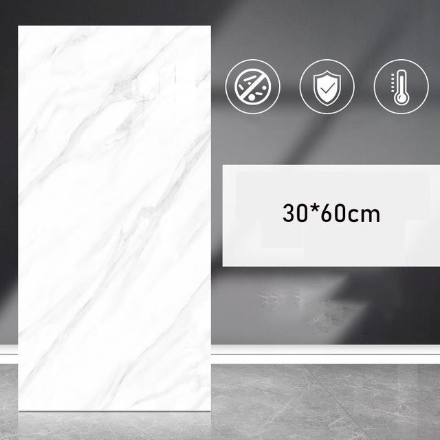 beautybaby Selbstklebende Fliesenaufkleber in Marmor-Optik aus PVC, wasserdichte Wanddekoration in Weiß, 10 Stück - Bild 1