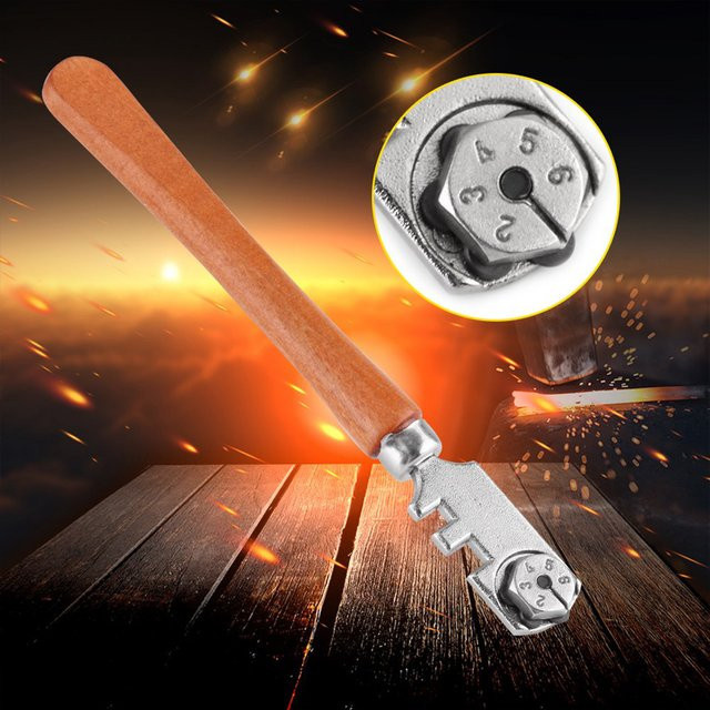 VGEBY Professioneller Glasschneider mit Sechsrad-Schneidrad und Holzgriff, Silber, Durchmesser: 130 mm - Bild 1