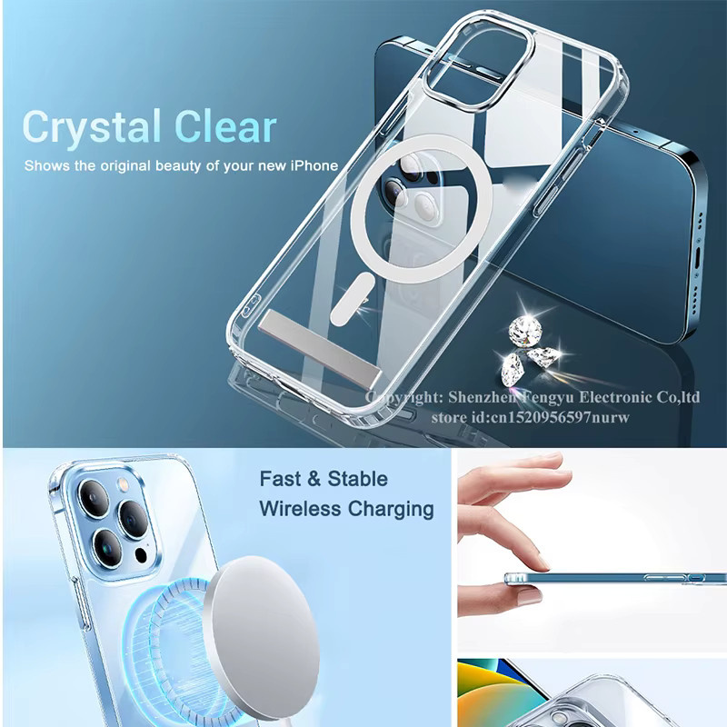 UYUXIO Handyhülle mit magnetischem Ständer für iPhone 15 Pro Max, 16, 17 Air, 14, 13, 12, 11 in Transparent - Bild 4