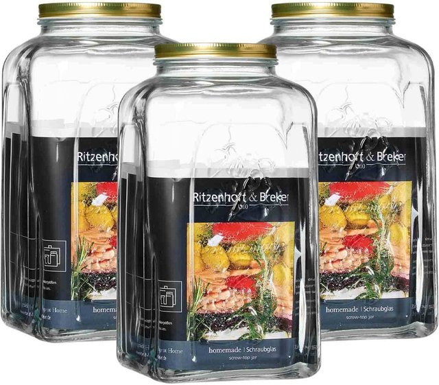 Ritzenhoff & Breker Einmachgläser Homemade aus Glas, transparent, 3er Set, 5 l pro Glas - Bild 1