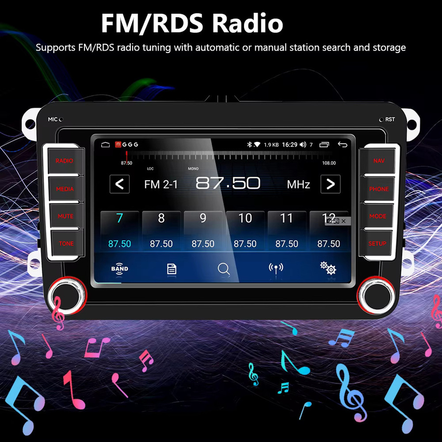 GEARELEC 2 DIN Autoradio mit Android 14, Carplay und Android Auto für VW Volkswagen Skoda Octavia Golf 5 6 Touran Passat B6 Polo Jetta, Schwarz - Bild 7