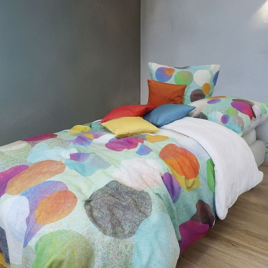Fleuresse Halbleinen Bettwäsche mit Punkte und Kreisen, Wendefunktion, bunt/weiß, B/H: 200 x 200 cm - Bild 1