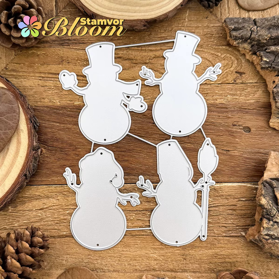 Schneemann Silhouetten Metall Stanzformen für Scrapbooking und dekorative Prägung in Silber - Bild 3
