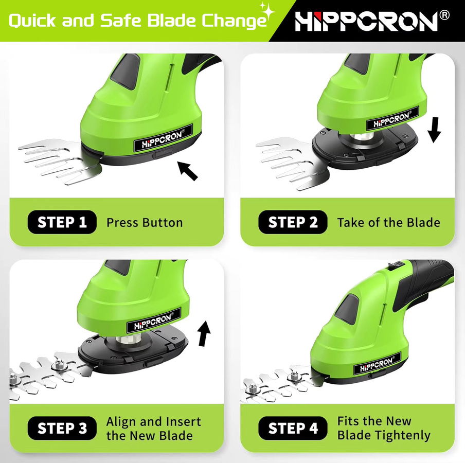 Hippcron 2-in-1 Elektrischer Heckenschneider und Strauchschneider in Grün - Bild 4