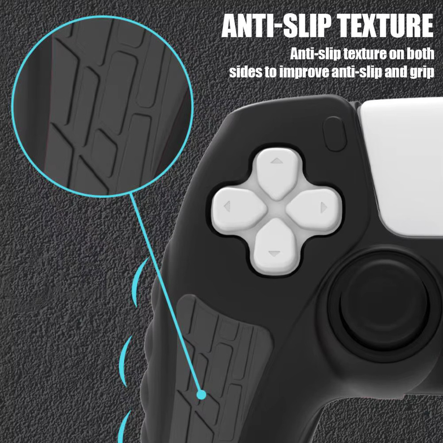 Rutschfeste Silikon-Schutzhülle für PS5 Game Controller inklusive Daumen-Stick-Griffkappen und Stoßstangenabdeckung in Grau - Bild 5