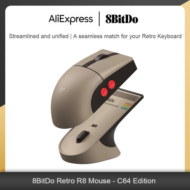 8BitDo Retro R8 Gaming-Maus mit Ladestation und 4K Polling-Rate für die 8BitDo Retro Tastatur - Bild 1