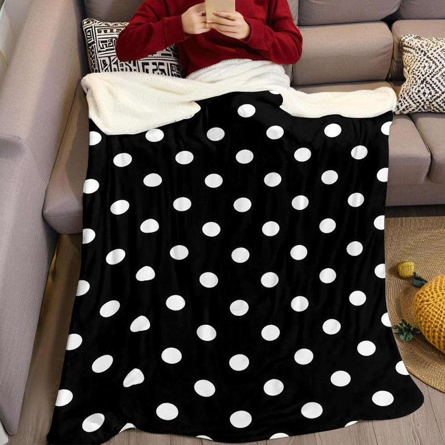 JMG Household Supplies Flanelldecke mit Pünktchen in Schwarz Weiß, weich und warm, B/H: 70 x 100 cm - Bild 2
