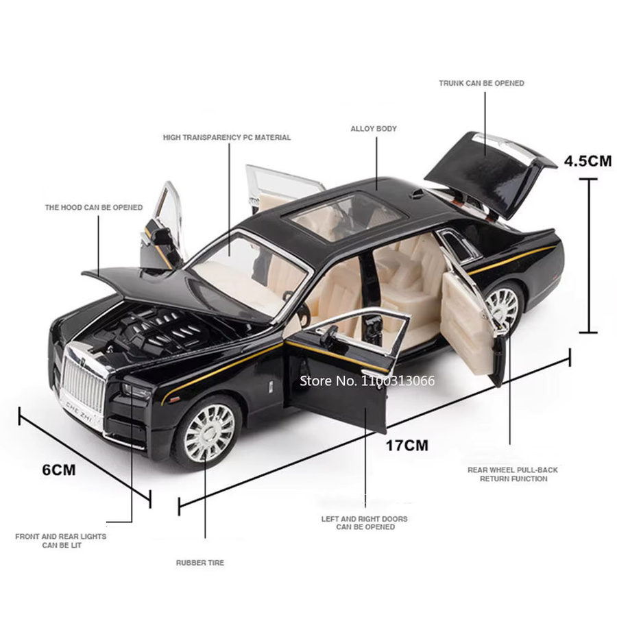 MAKEDA Rolls-Royce Phantom, Automodell, 1:32, Metall, Rückzugsfunktion - Bild 3