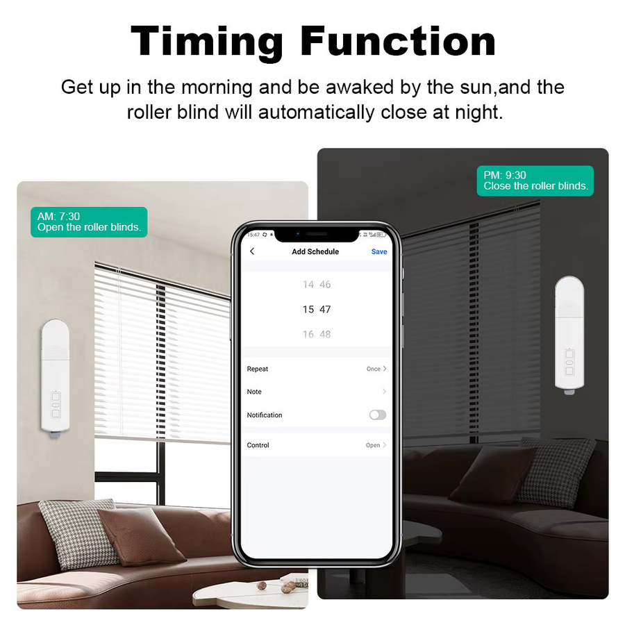 MANHOT WLAN Smart DIY Motorisierter Rolladen- und Jalousieantrieb in Weiß mit Smart Life App, Google Home und Alexa Sprachsteuerung - Bild 4