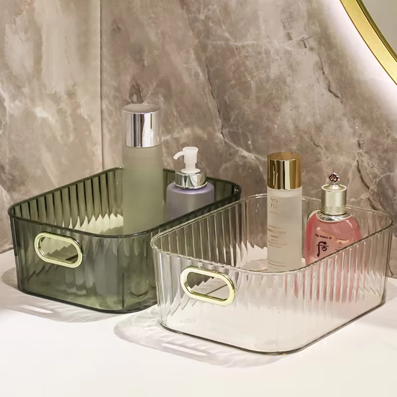 Rechteckiger Acryl-Organizer in Transparent und Weiß zur Aufbewahrung von Kosmetik, Make-up oder Snacks - Bild 2