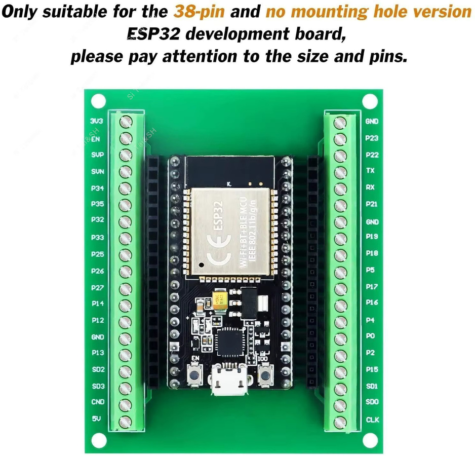 Si Tai&SH ESP-WROOM-32 Mikrocontroller Entwicklungsboard ESP32 Expansion Breakout Board für 38-Pin schmale Version mit Wi-Fi und Bluetooth - Bild 2