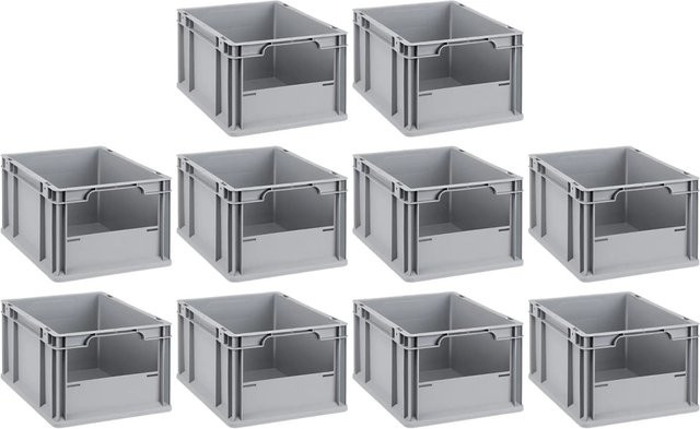 PROREGAL SparSet 10x Eurobox NextGen Insight Eurobehälter mit offener Front in Grau, H x B x T: 22 x 30 x 40 cm - Bild 1