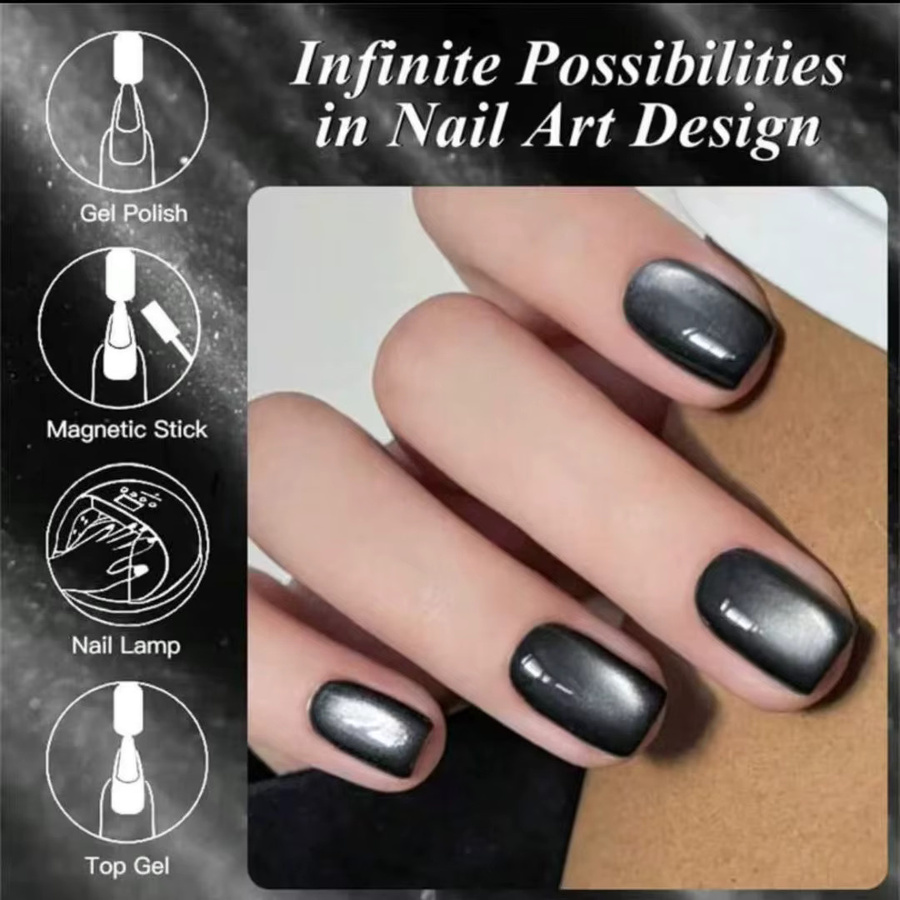 XEIJAYI Magnetgel-Nagellack, Black Pearl, schimmernd, 15 ml - Bild 5