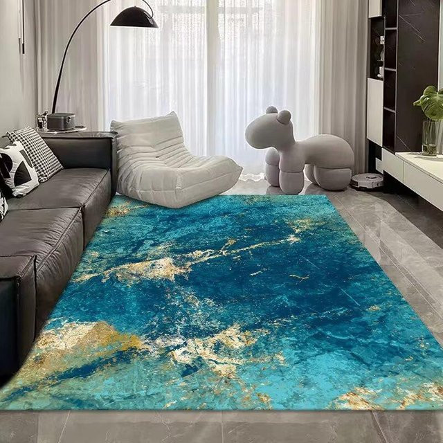 Wucifang Jewelry Nordisch Moderner Teppich mit Streifen, Blau, Rutschfest und Waschbar, B x T: 100 x 160 cm - Bild 1