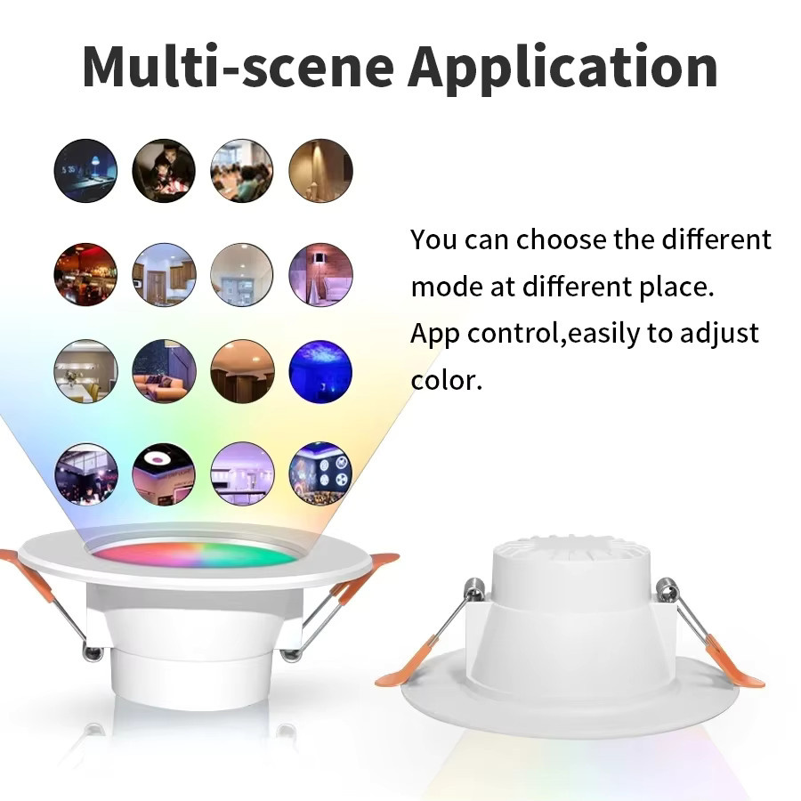 Tuya Bluetooth Smart LED Deckenleuchte RGB mit Warmweiß und Kaltweiß, dimmbar per App, 15W Einbauleuchte - Bild 2